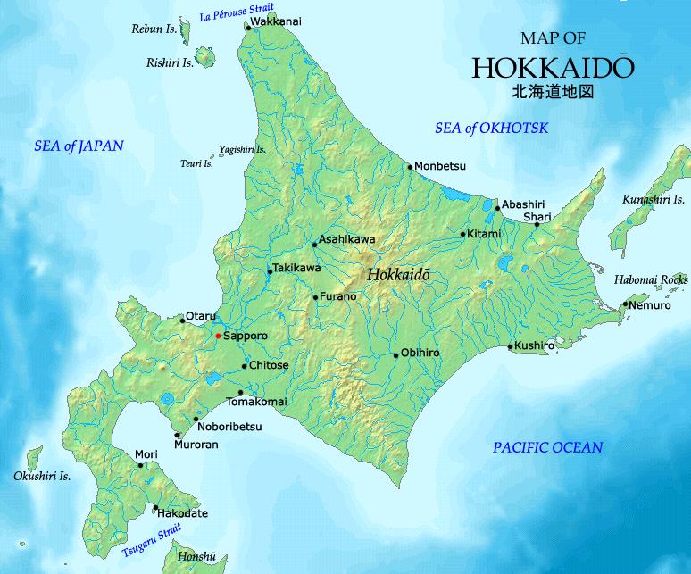 No machine-readable author provided. Tonym88~commonswiki assumed (based on copyright claims)., Public domain, via Wikimedia Commons Map of Hokkaido